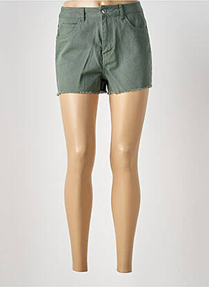 Short fermeture zippée sous rabat boutonné taille haute vert VERO MODA femme