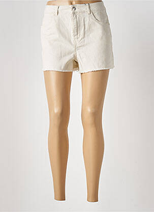 Short fermeture zippée sous rabat boutonné taille haute beige VERO MODA femme
