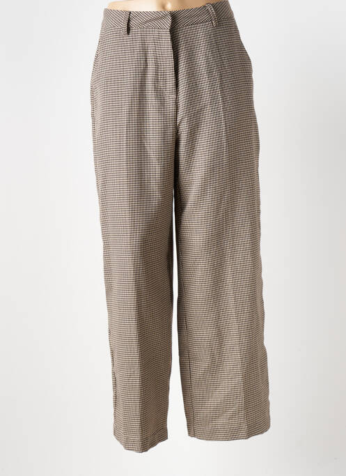 Pantalon large fermeture zippée sous rabat avec crochet taille normale marron VERO MODA femme