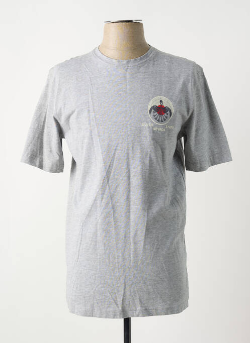 T-shirt gris SELECTED pour homme