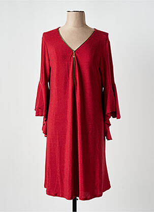 Robe mi-longue coupe fluide manches 3/4 rouge JULIE D'ORLEAC femme