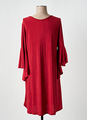 Robe mi-longue coupe fluide manches 3/4 rouge JULIE D'ORLEAC femme