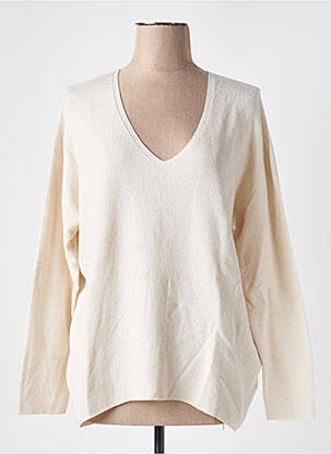 Pull col v manches longues beige OUI femme