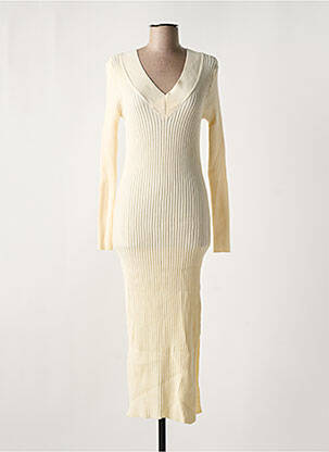 Robe pull col v manches longues beige RINASCIMENTO femme