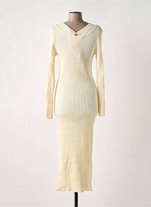 Robe pull col v manches longues beige RINASCIMENTO femme