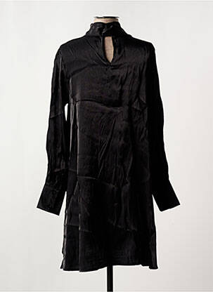Robe mi-longue coupe fluide manches longues noir ADILYNN femme