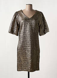 Robe mi-longue coupe fluide manches courtes or GEISHA femme