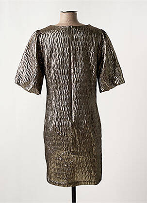 Robe mi-longue coupe fluide manches courtes or GEISHA femme