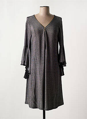Robe courte manches 3/4 manches 3/4 argent JULIE D'ORLEAC femme