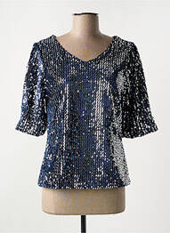 Top stretch manches courtes bleu GEISHA femme