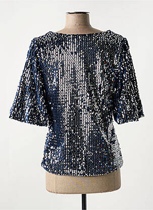 Top stretch manches courtes bleu GEISHA femme