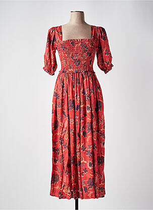 Robe longue imprimé fantaisie manches 3/4 orange SCOTCH & SODA femme