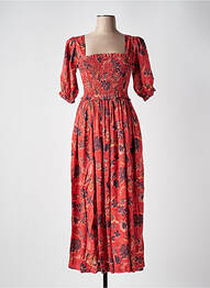 Robe longue imprimé fantaisie manches 3/4 orange SCOTCH & SODA femme