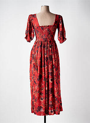 Robe longue imprimé fantaisie manches 3/4 orange SCOTCH & SODA femme