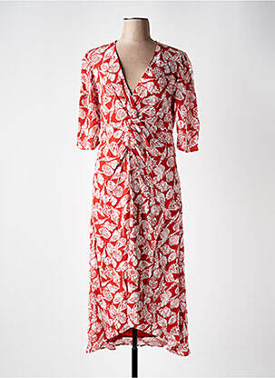 Robe longue coupe cintrée manches 3/4 orange SCOTCH & SODA femme