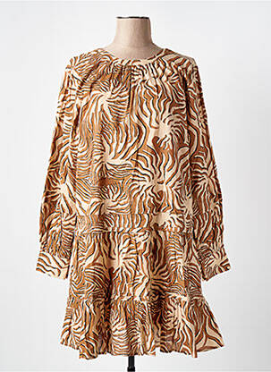 Robe mi-longue manches longues manches longues marron SCOTCH & SODA femme