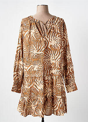 Robe mi-longue manches longues manches longues marron SCOTCH & SODA femme