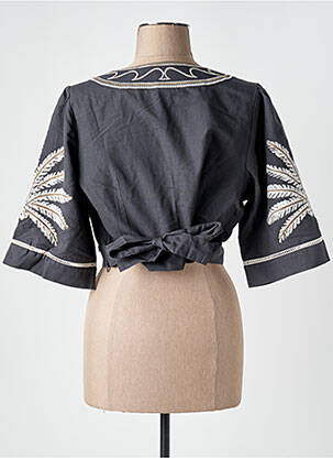Top coupe cintrée manches 3/4 gris SCOTCH & SODA femme