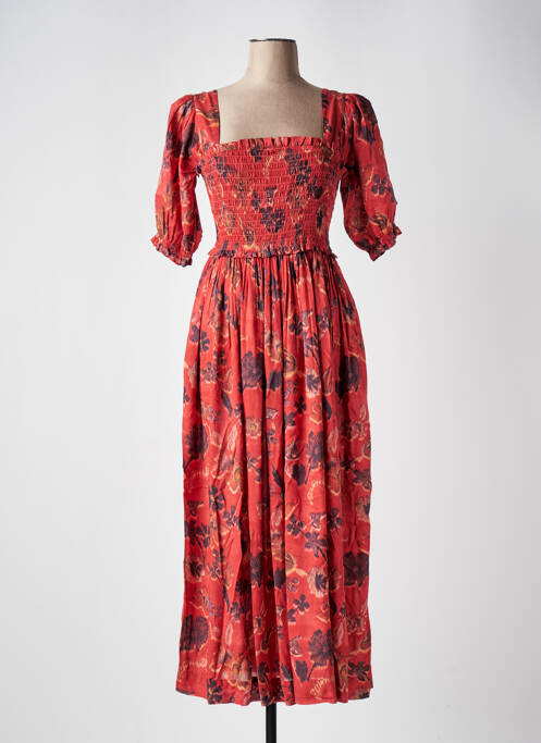 Robe longue imprimé fantaisie manches 3/4 orange SCOTCH & SODA femme