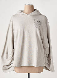Sweat-shirt à capuche broderie manches longues gris SCOTCH & SODA femme