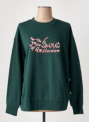 Sweat-shirt stretch manches longues vert SCOTCH & SODA femme