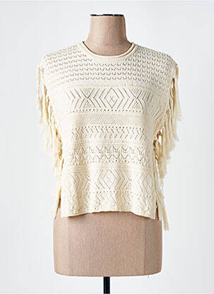 Pull coupe cintrée sans manche beige SCOTCH & SODA femme