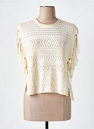 Pull coupe cintrée sans manche beige SCOTCH & SODA femme