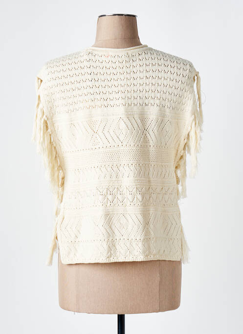 Pull coupe cintrée sans manche beige SCOTCH & SODA femme