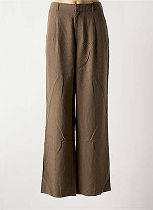 Pantalon flare fermeture zippée sous rabat avec crochet taille haute marron SCOTCH & SODA femme