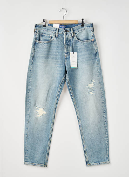 Jeans coupe droite effet usé délavé taille normale bleu SCOTCH & SODA femme