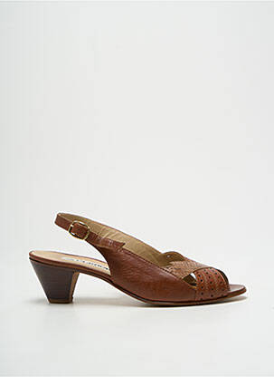 Sandales/nu pieds matière lisse talon de 4 à 6cm marron CLERGET femme