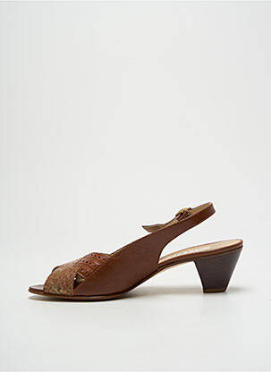 Sandales/nu pieds matière lisse talon de 4 à 6cm marron CLERGET femme