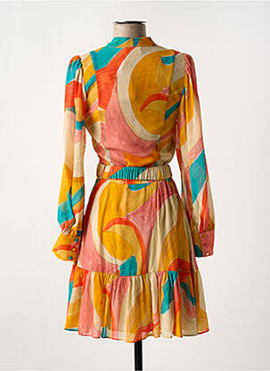 Robe courte coupe fluide manches longues orange SYMBIOSE femme