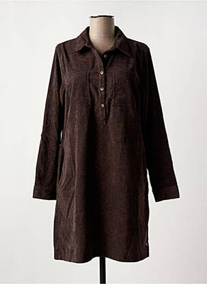 Robe courte manches longues manches longues marron BROADWAY femme