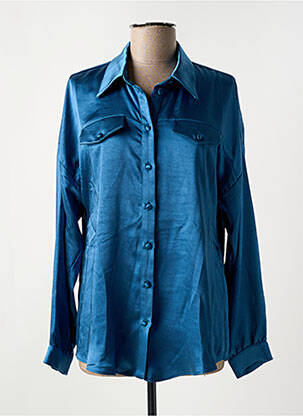 Chemisier coupe fluide manches longues bleu SYMBIOSE femme