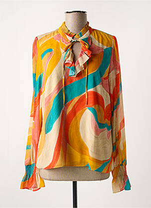 Blouse légère et transparente manches longues orange SYMBIOSE femme