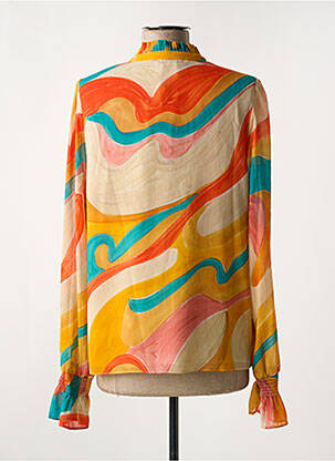 Blouse légère et transparente manches longues orange SYMBIOSE femme