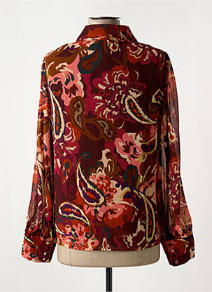 Blouse légère et transparente manches longues rouge SYMBIOSE femme