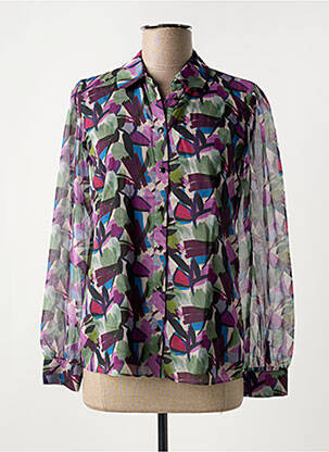 Chemisier tissage crêpe manches longues violet SYMBIOSE femme