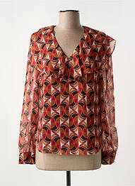 Blouse légère et transparente manches longues marron SYMBIOSE femme