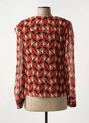 Blouse légère et transparente manches longues marron SYMBIOSE femme