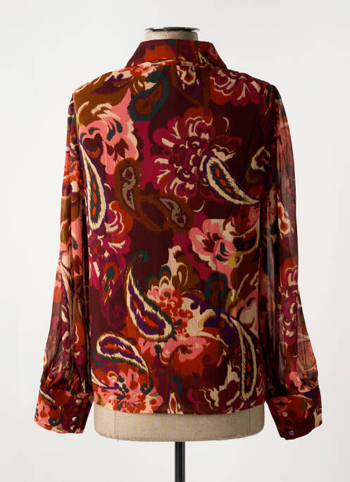 Blouse imprimé fleurs manches longues rouge SYMBIOSE femme