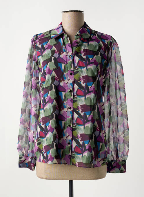 Chemisier tissage crêpe manches longues violet SYMBIOSE femme