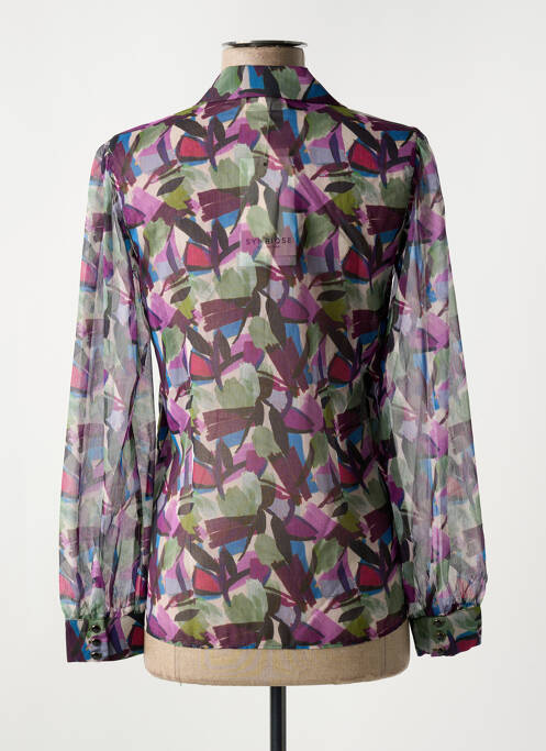 Chemisier tissage crêpe manches longues violet SYMBIOSE femme