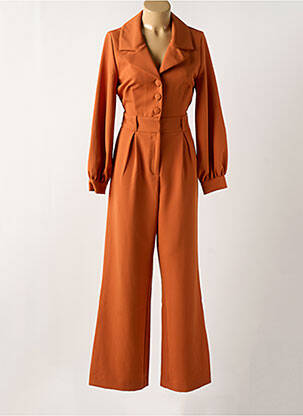 Combi-pantalon fermeture boutonnée sur le devant manches longues orange SYMBIOSE femme