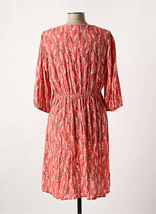 Robe mi-longue imprimé fleurs manches 3/4 rouge ANGE femme