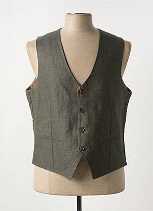 Gilet sans manche tissage chiné vert MAISON WOOLIES homme