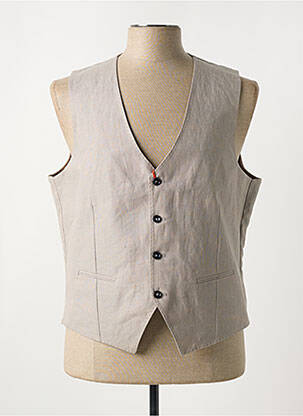 Gilet sans manche tissage chiné beige MAISON WOOLIES homme