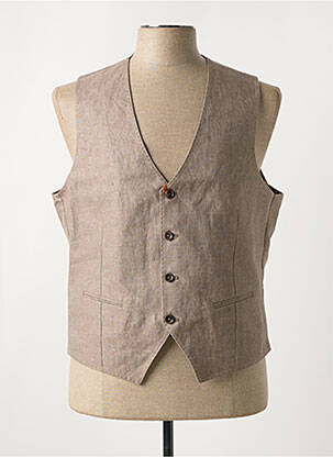 Gilet sans manche tissage chiné marron MAISON WOOLIES homme