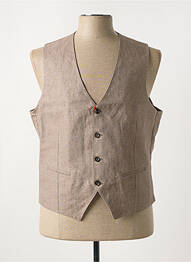 Gilet sans manche tissage chiné marron MAISON WOOLIES homme